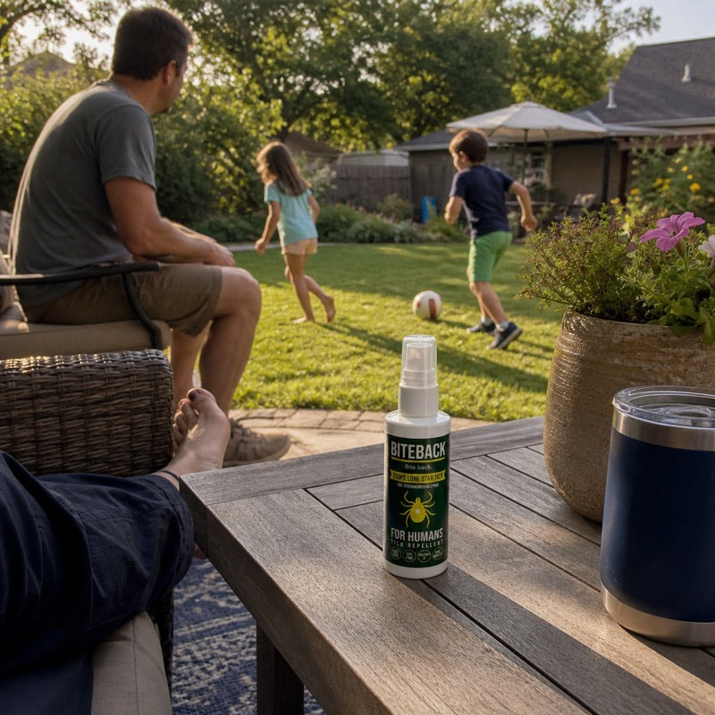 Family in the backyard — kids playing soccer